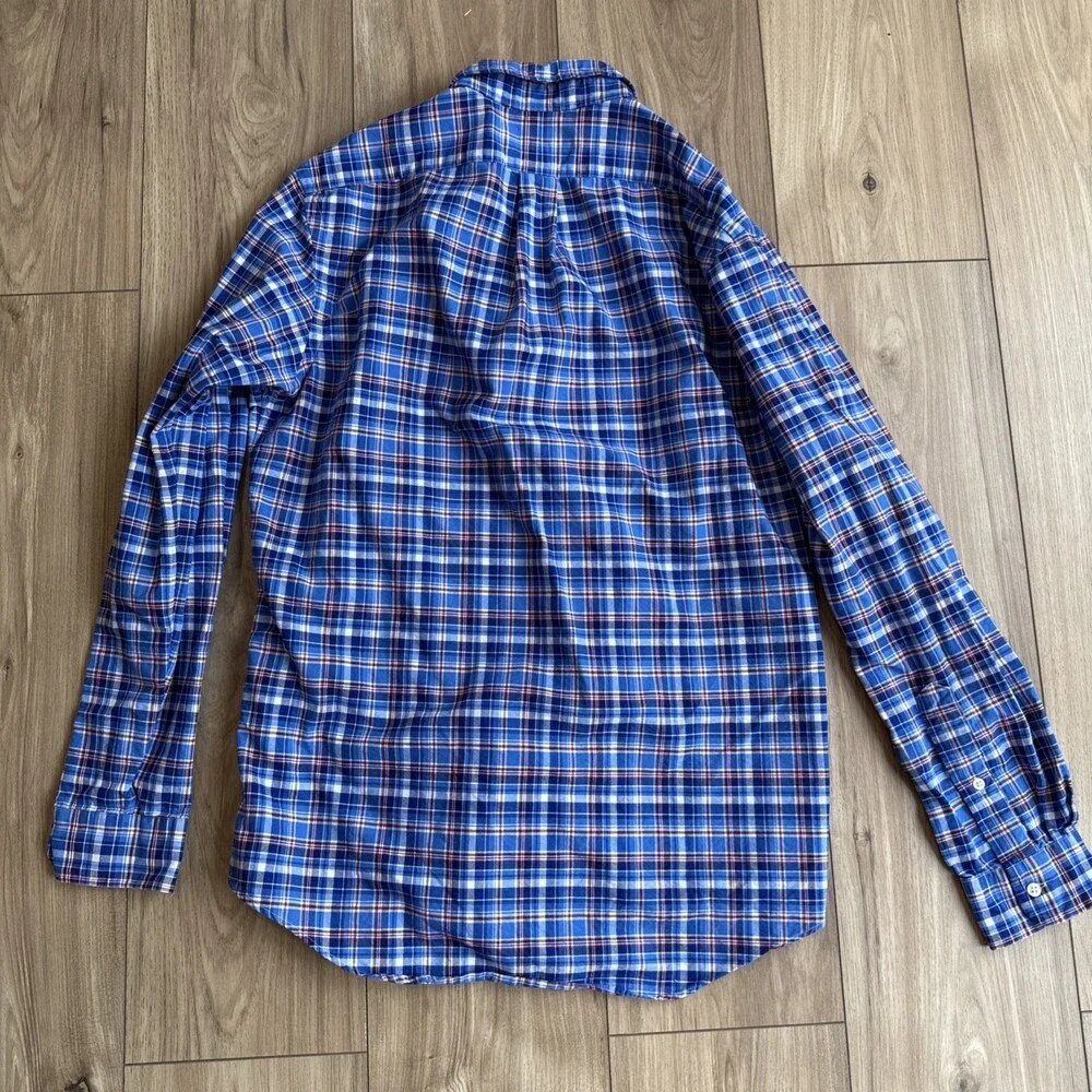 Polo Ralph Lauren Classic Fit Plaid Long-Sleeve Button Shirt Men's Sz M Red Blue